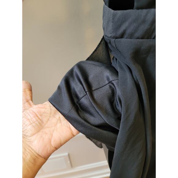 Casting Girl Dress Women Large Black Sleeveless High Low Sheer Evening Formal - Picture 9 of 13